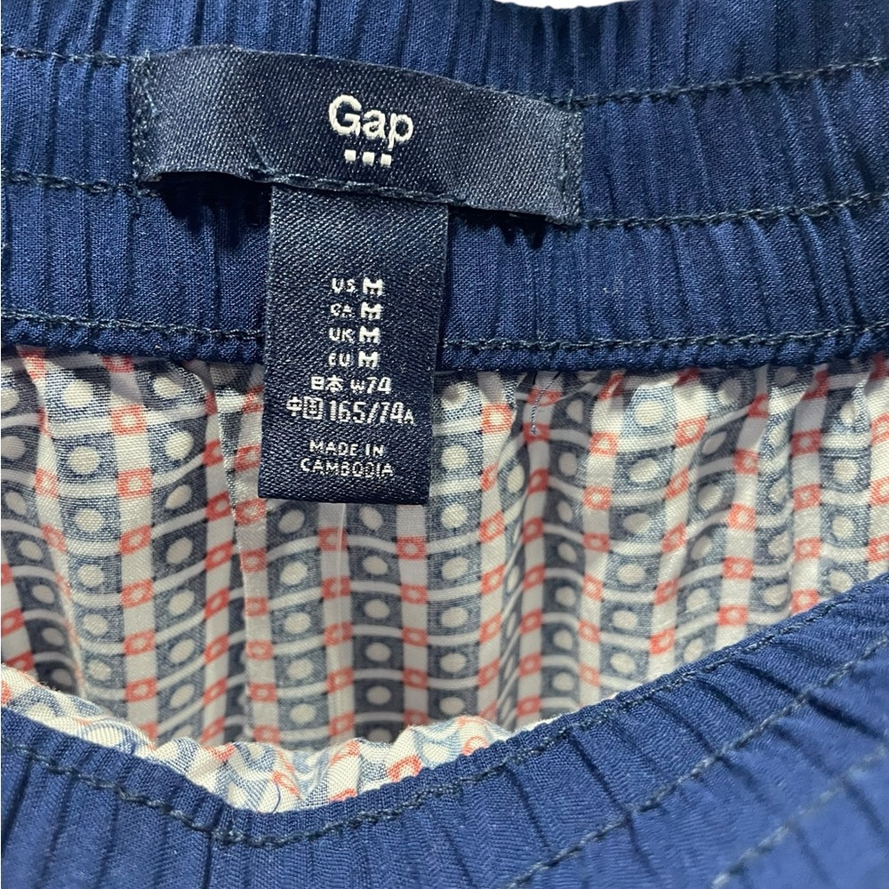 Gap White Navy Blue Coral Pattern drawstring waist - Picture 3 of 4